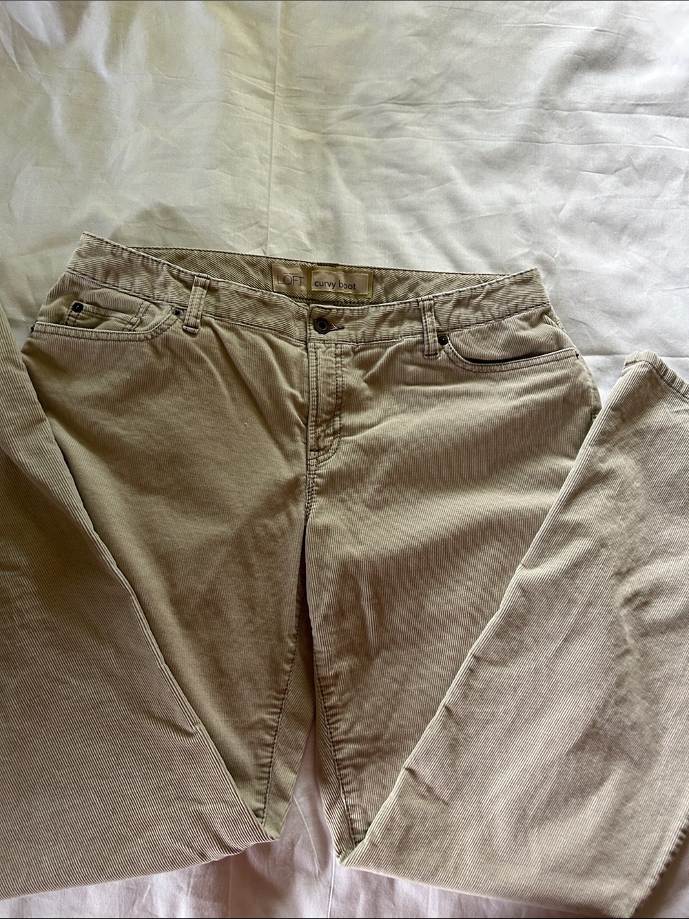 Ann Taylor Beige Corduroy Boot-Cut Jeans